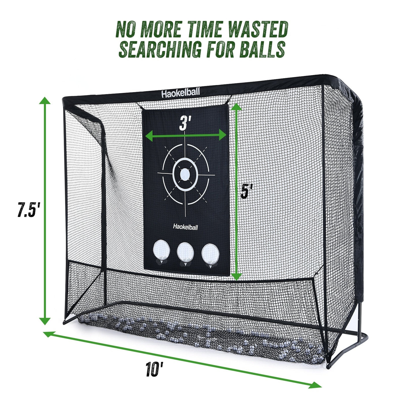 Filet de golf Haokelball 10x7,5 pieds Filet d'entraînement de golf avec tissu cible Filet de frappe de golf robuste