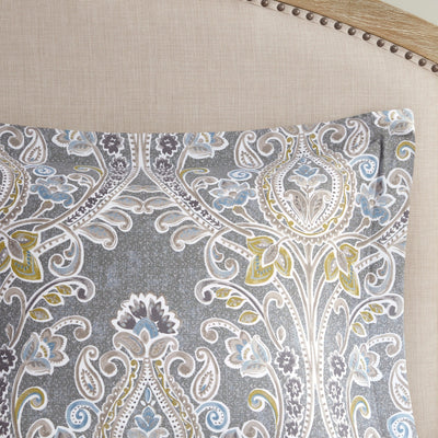 Ensemble de couette en coton gris à motif damassé Harbor House Hallie, 6 pièces