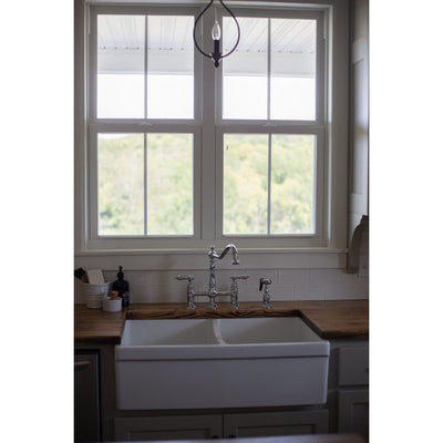 Robinet de cuisine Heritage Bridge avec douchette en laiton