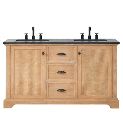 Meuble-lavabo Hervas avec plateau en marbre naturel sans miroir