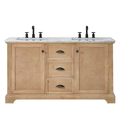 Meuble-lavabo Hervas avec plateau en marbre naturel sans miroir