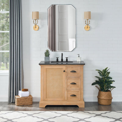 Meuble-lavabo Hervas avec plateau en marbre naturel sans miroir
