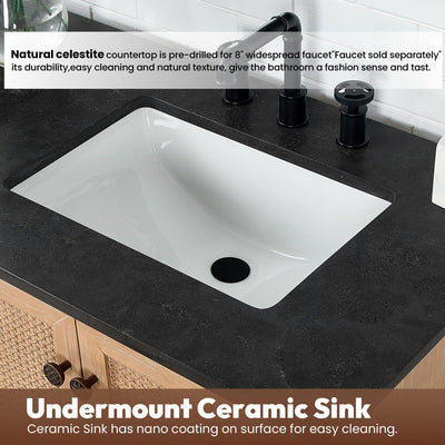 Meuble-lavabo Hervas avec plateau en marbre naturel sans miroir