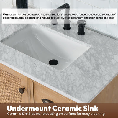 Meuble-lavabo Hervas avec plateau en marbre naturel sans miroir