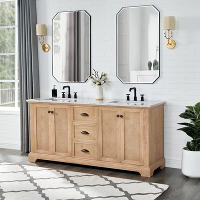 Meuble-lavabo Hervas avec plateau en marbre naturel sans miroir