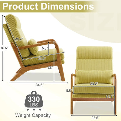 Chaise de loisirs à dossier haut en bois massif avec accoudoirs et dossier Chaise d'appoint