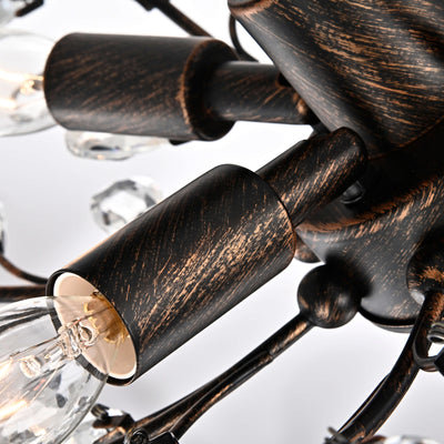 Plafonnier à 4 lumières en cristal avec feuilles de houx