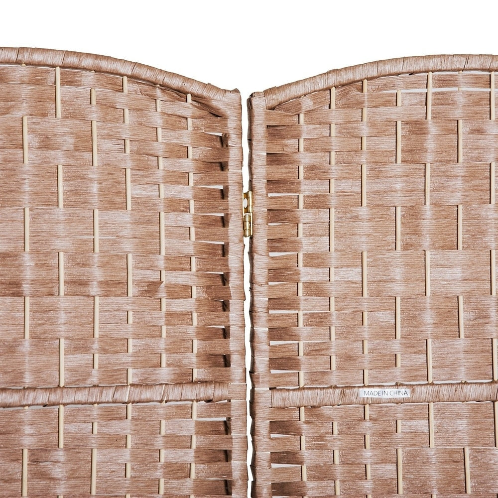 Paravent de séparation HomCom en osier tressé à six panneaux, 1,80 m de haut, en bois blond naturel