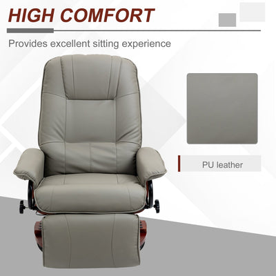 Fauteuil inclinable manuel pivotant et réglable en similicuir HomCom avec repose-pieds confortable et relaxant