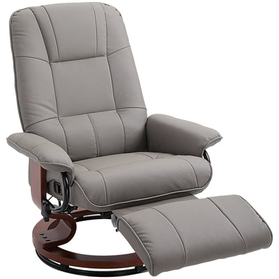 Fauteuil inclinable manuel pivotant et réglable en similicuir HomCom avec repose-pieds confortable et relaxant