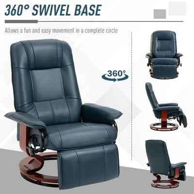 Fauteuil inclinable manuel pivotant et réglable en similicuir HomCom avec repose-pieds confortable et relaxant