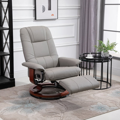 Fauteuil inclinable manuel pivotant et réglable en similicuir HomCom avec repose-pieds confortable et relaxant