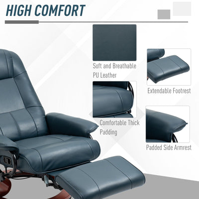Fauteuil inclinable manuel pivotant et réglable en similicuir HomCom avec repose-pieds confortable et relaxant