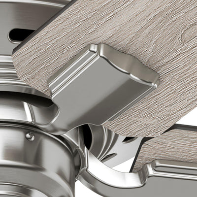 Ventilateur de plafond Hunter 44 Altidore en nickel brossé avec éclairage LED et chaînette - Style campagnard, rustique, transitionnel