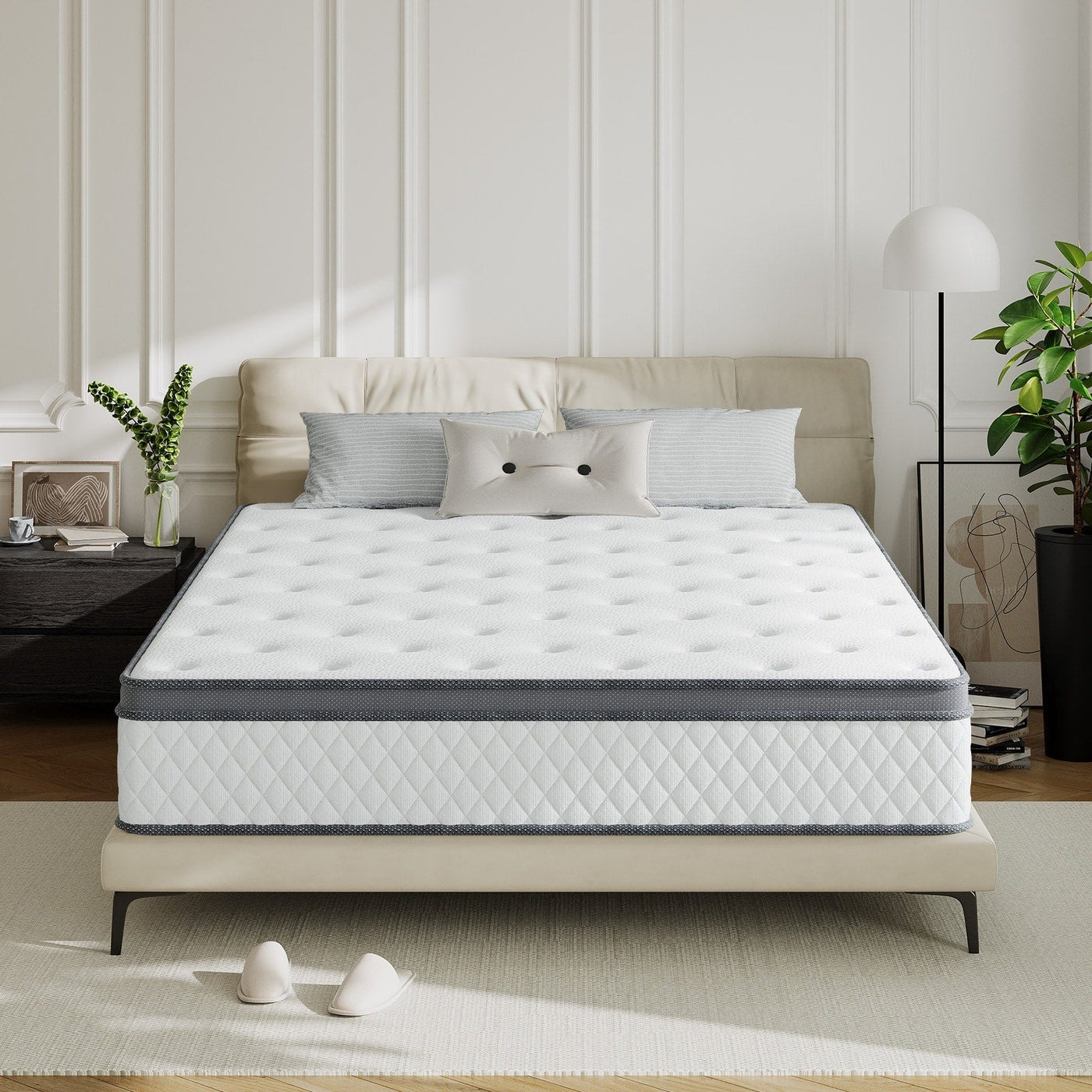 Matelas hybride en mousse à mémoire de forme SweDrea de 12 po de taille moyenne avec CertiPUR-US et Oeko-TEX, doté d'une absorption au charbon de bambou.