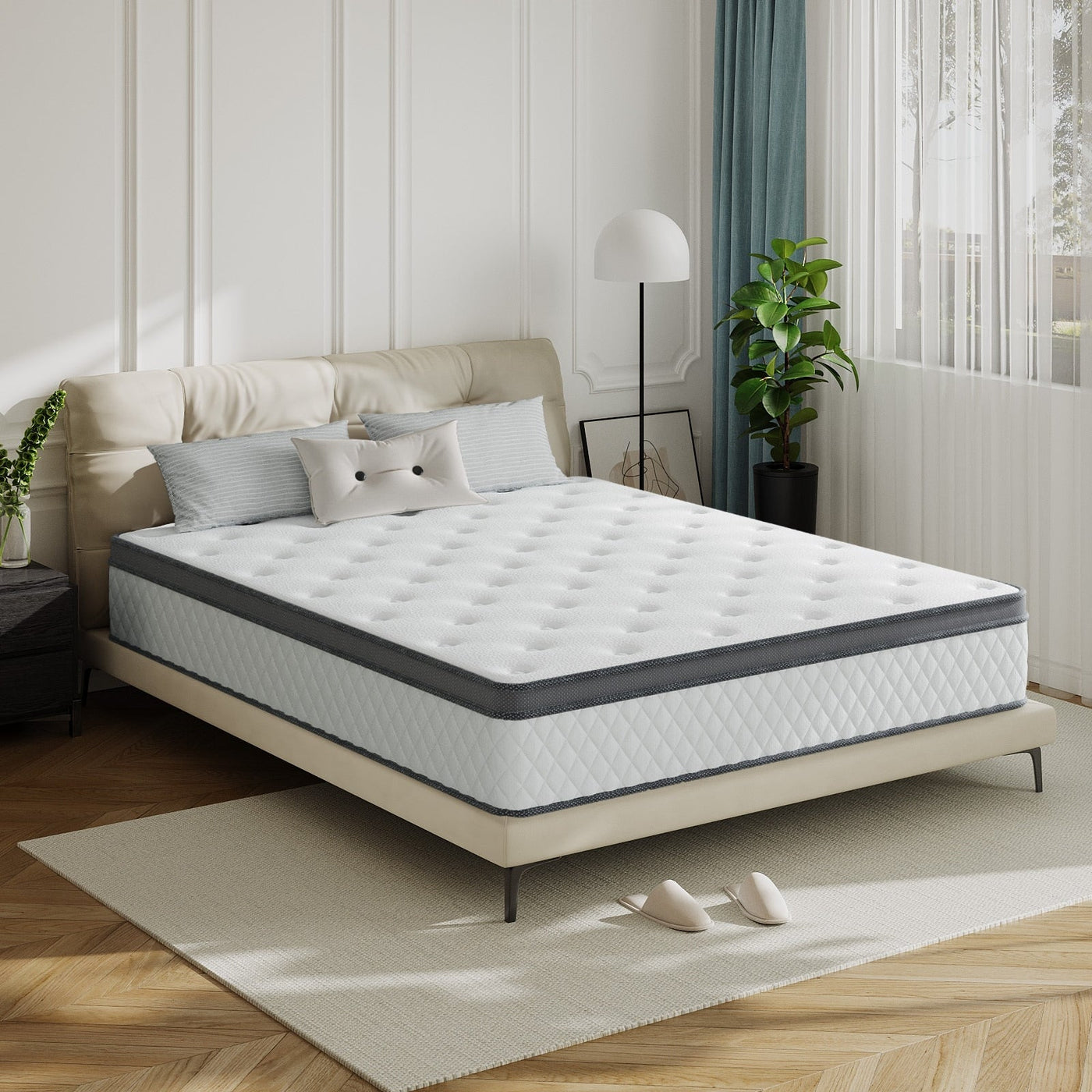 Matelas hybride en mousse à mémoire de forme SweDrea de 12 po de taille moyenne avec CertiPUR-US et Oeko-TEX, doté d'une absorption au charbon de bambou.