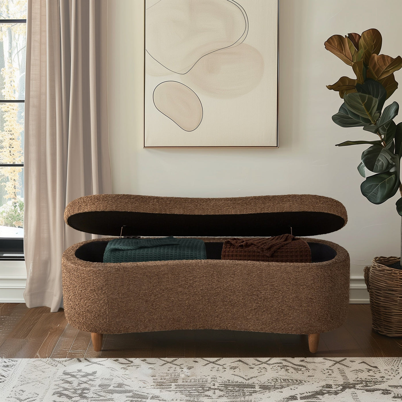 Banc d'appoint de rangement incurvé de style boucle INK IVY Bailey