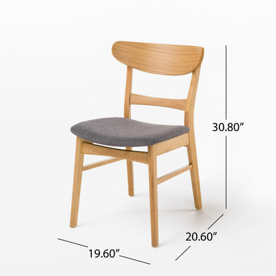 Chaise de salle à manger Abrielle en bois d'hévéa rembourrée de style milieu de siècle (lot de 2) par Christopher Knight Home