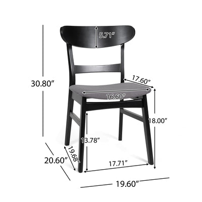Chaise de salle à manger Abrielle en bois d'hévéa rembourrée de style milieu de siècle (lot de 2) par Christopher Knight Home