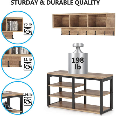 Ensemble de porte-manteaux et de bancs à chaussures pour entrée, porte-manteaux et porte-chaussures de style industriel