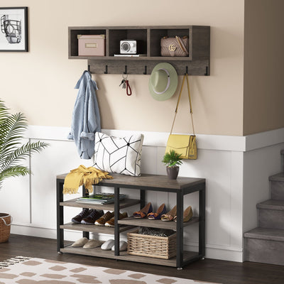 Ensemble de porte-manteaux et de bancs à chaussures pour entrée, porte-manteaux et porte-chaussures de style industriel