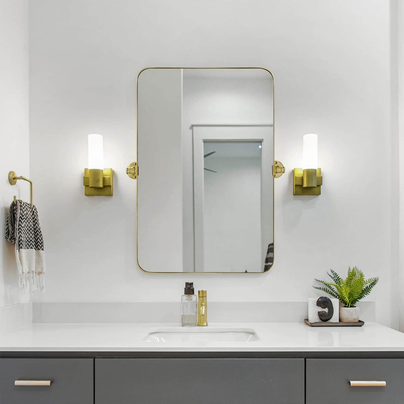 Miroir mural rectangulaire pivotant et inclinable en métal TEHOME Jonathan