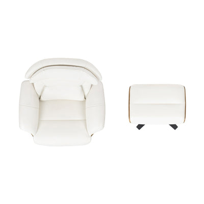 Fauteuil inclinable Jovan 31,5 en cuir véritable avec pouf