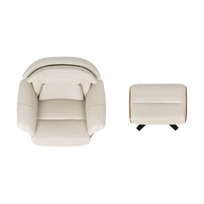 Fauteuil inclinable Jovan 31,5 en cuir véritable avec pouf