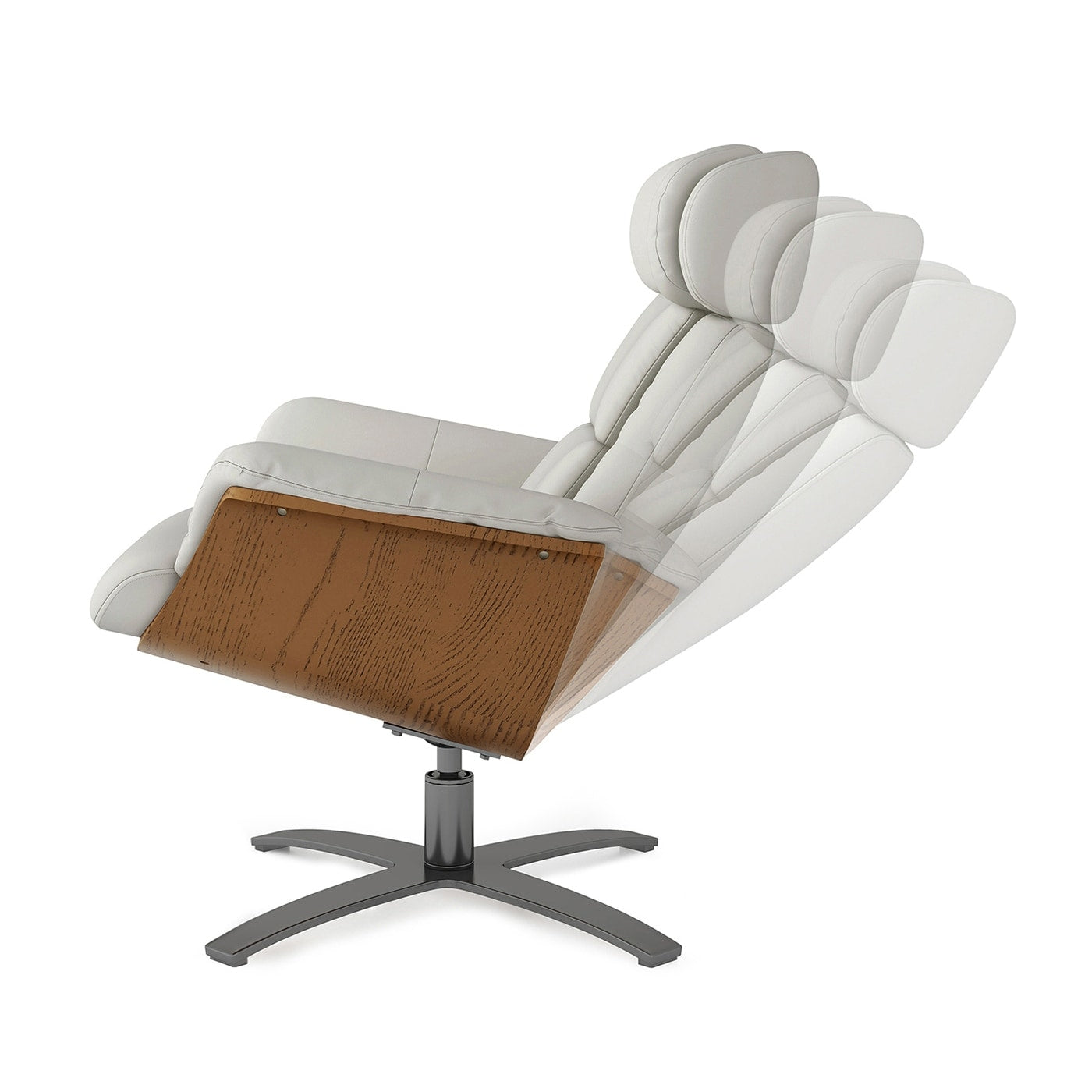 Fauteuil inclinable Jovan 31,5 en bois courbé et cuir véritable