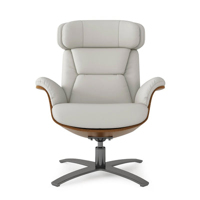 Fauteuil inclinable Jovan 31,5 en bois courbé et cuir véritable