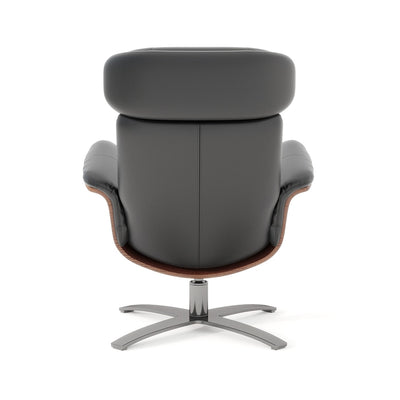 Fauteuil inclinable Jovan 31,5 en bois courbé et cuir véritable