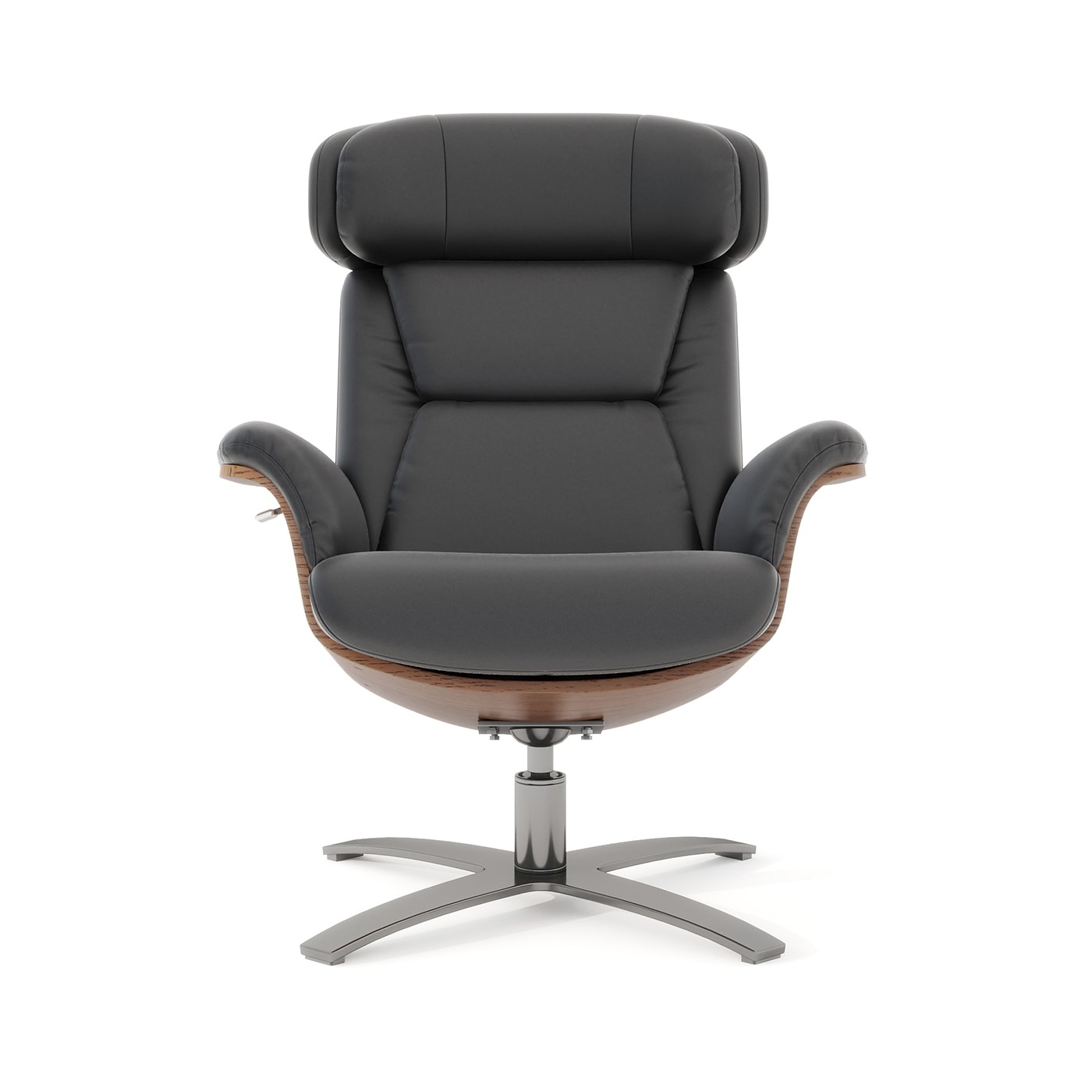 Fauteuil inclinable Jovan 31,5 en bois courbé et cuir véritable