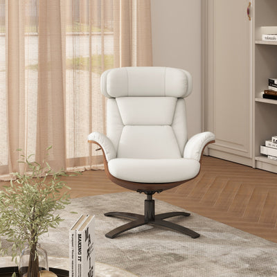 Fauteuil inclinable Jovan 31,5 en bois courbé et cuir véritable