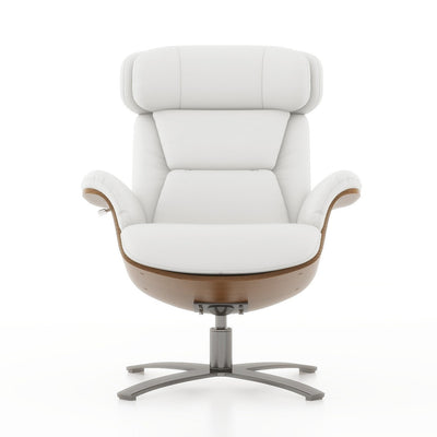 Fauteuil inclinable Jovan 31,5 en bois courbé et cuir véritable