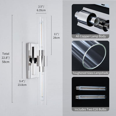 Appliques murales modernes en verre KAYLA, éclairage mural d'intérieur, luminaire de vanité avec abat-jour en verre (lot de 2)