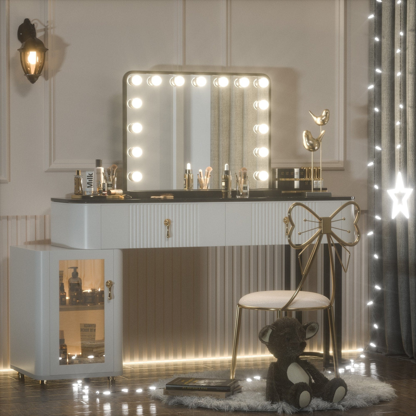 Miroir de maquillage Hollywood Keonjinn à LED avec 15/18 lumières LED
