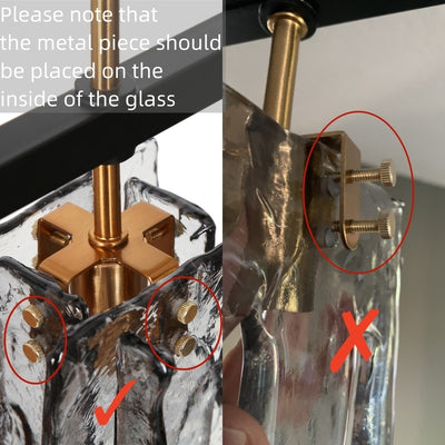 Lustre linéaire moderne Kasy à 5 lumières en verre texturé pour îlot de cuisine, design unique