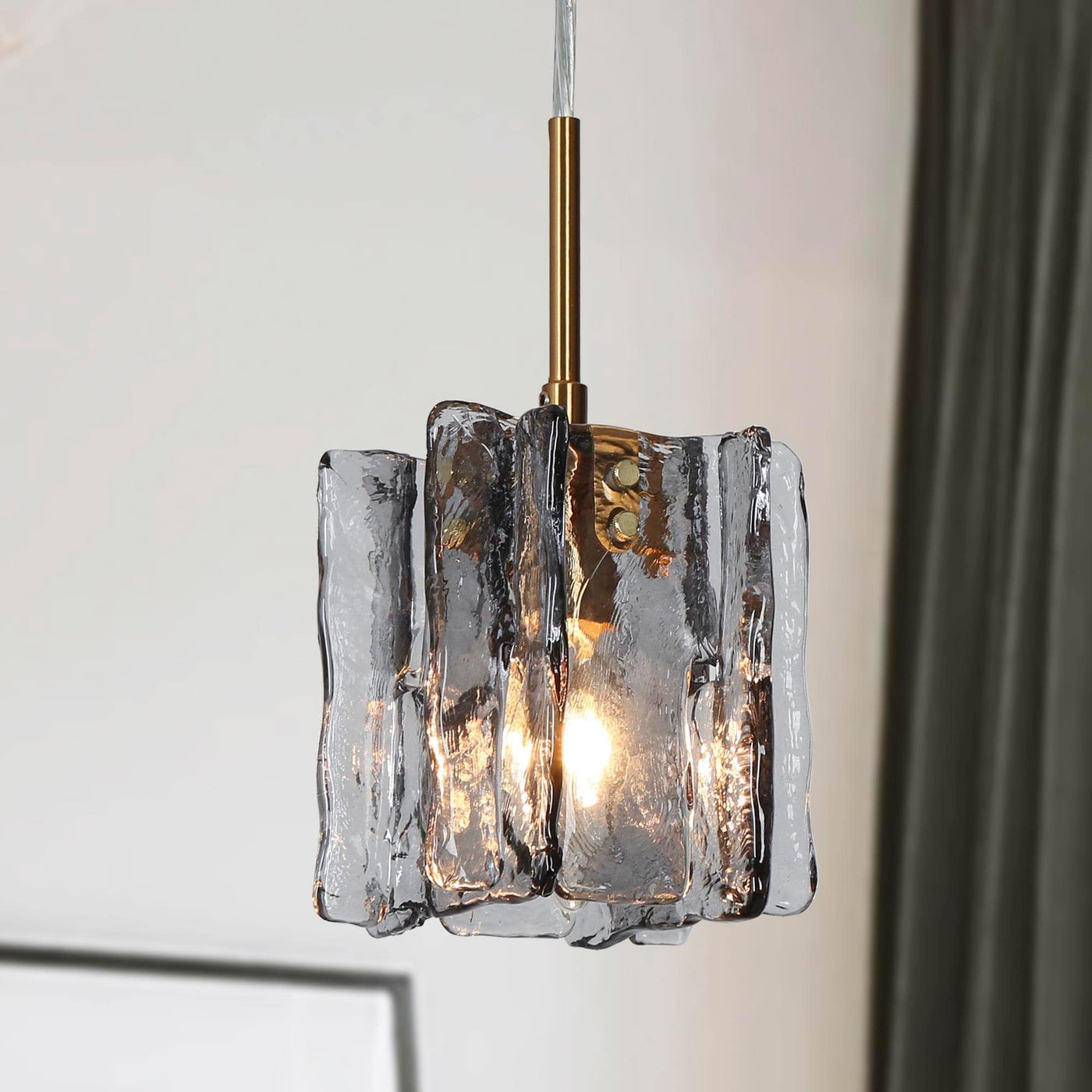 Suspension Kasy Modern à 1 lumière, luminaire en verre pour îlot de salle à manger