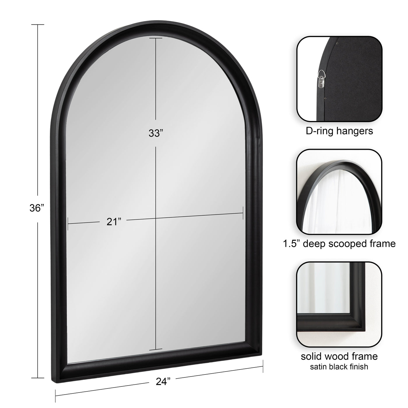 Miroir mural en bois Arch de Kate et Laurel Hatherleigh