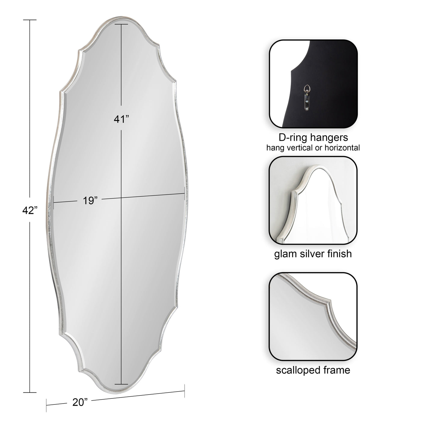 Miroir mural ovale festonné Kate et Laurel Leanna