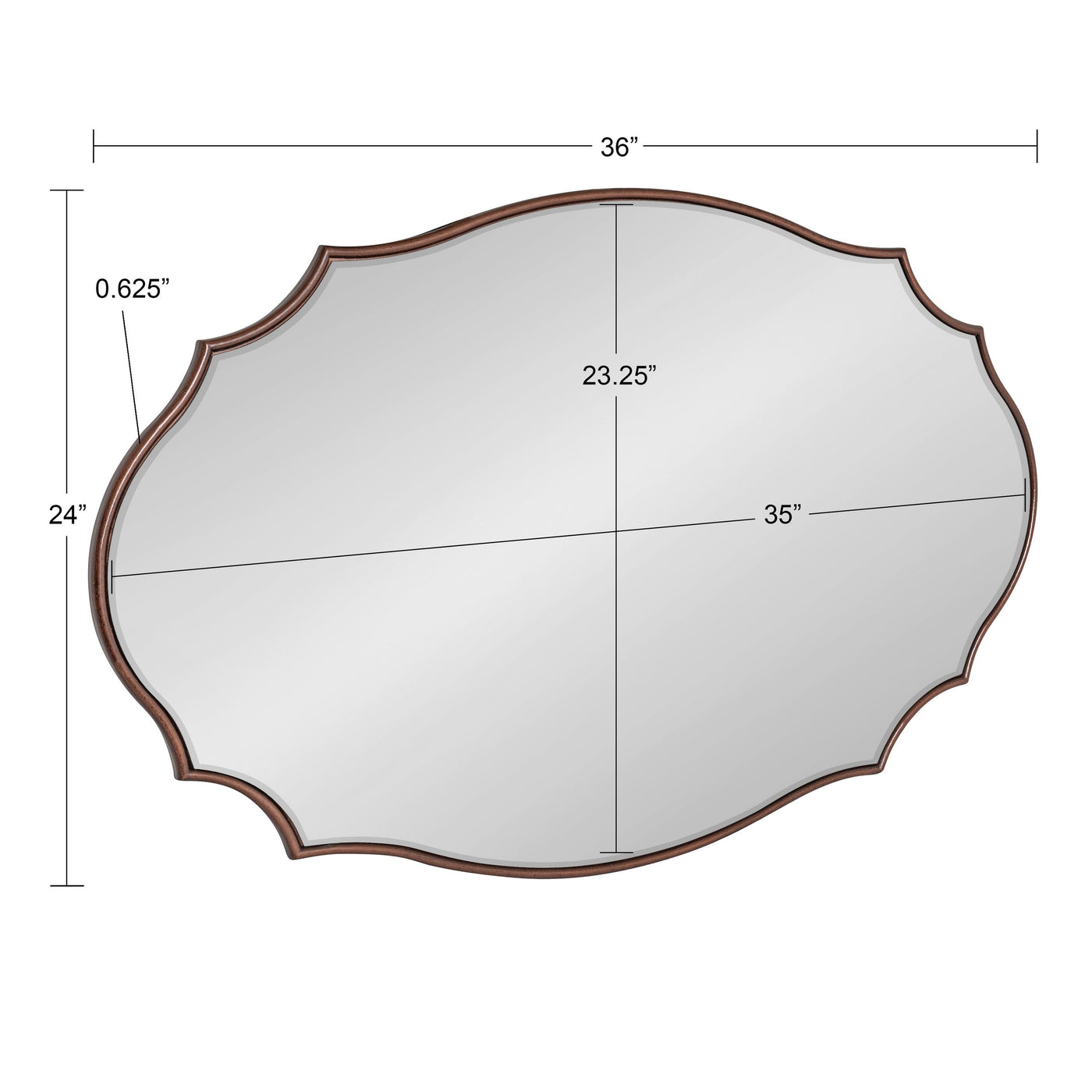 Miroir mural ovale festonné Kate et Laurel Leanna