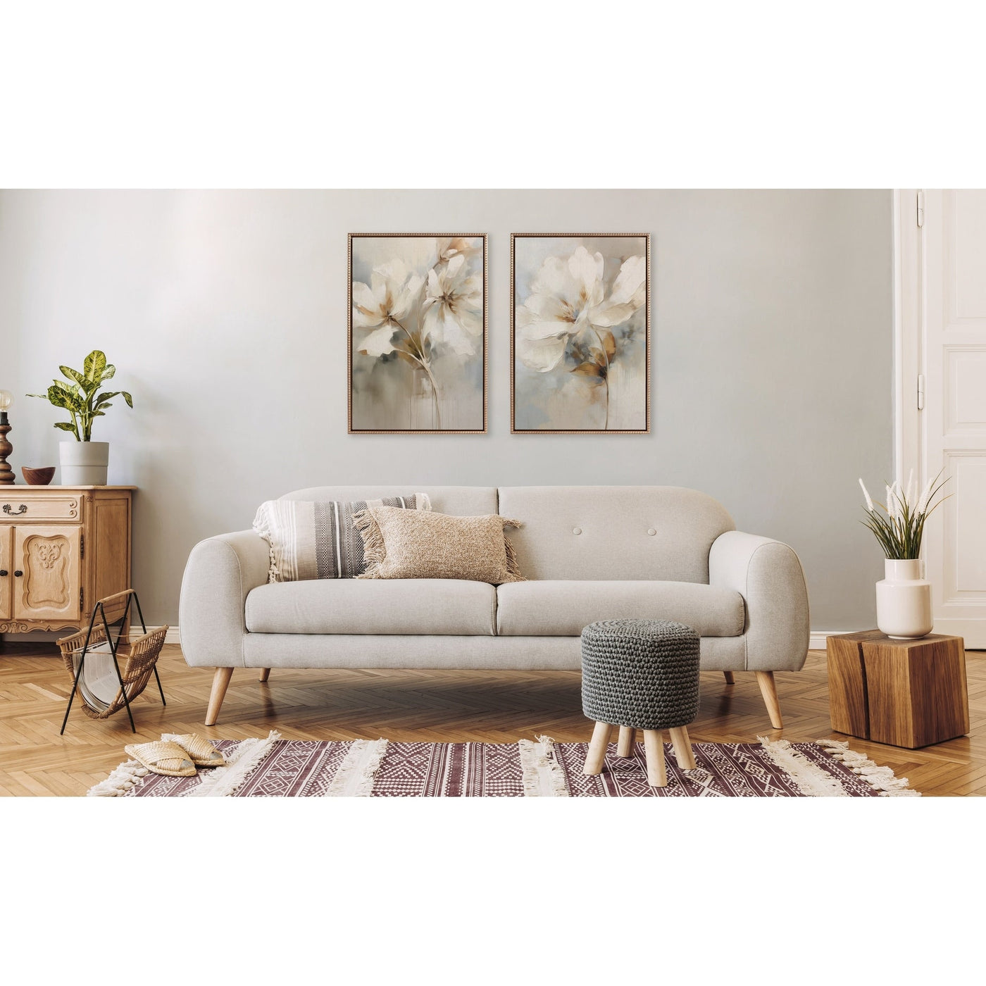 Toile botanique abstraite perlée Kate et Laurel Sylvie