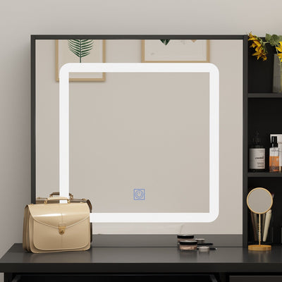 Coiffeuse Kerrogee avec miroir éclairé réglable et tabouret - 39,4 L x 19,7 l x 53,5 H