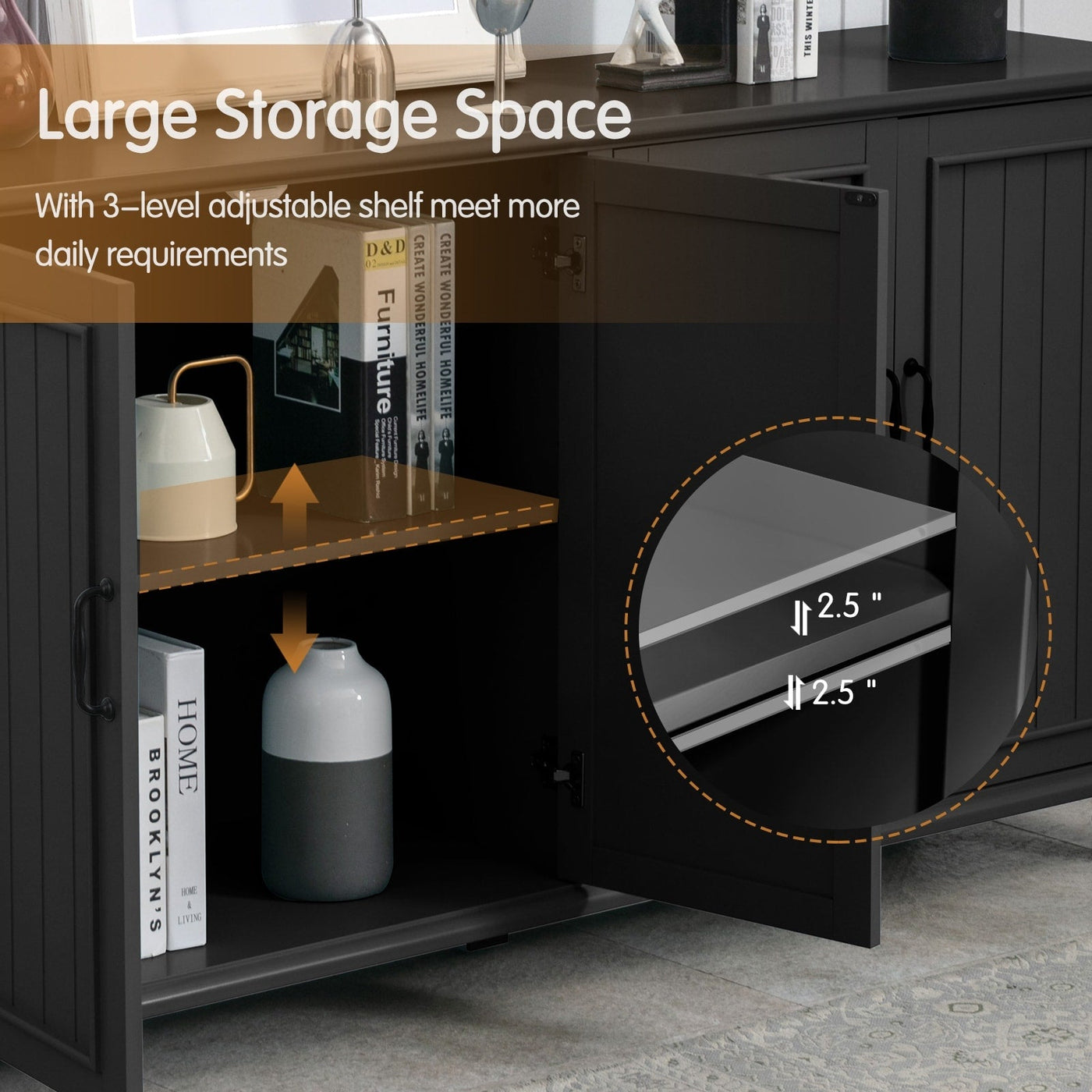 Buffet de cuisine, meuble de bar à café, meuble de rangement d'appoint