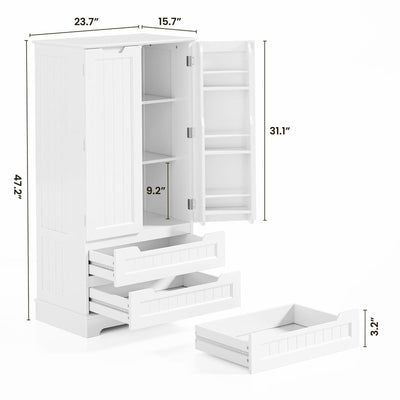 Armoire de rangement pour cuisine, garde-manger, armoire de rangement de salle de bain indépendante avec 2 portes et tiroirs