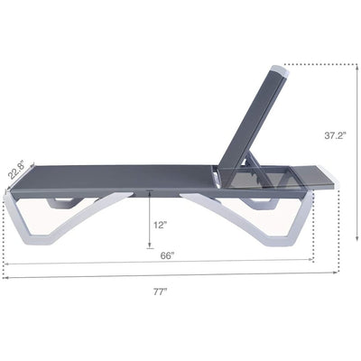 Chaise longue inclinable et réglable Kozyard Alan, pieds entièrement plats en aluminium et résine polypropylène