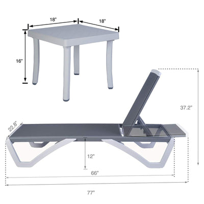 Chaise longue inclinable et réglable Kozyard Alan, pieds entièrement plats en aluminium et résine polypropylène