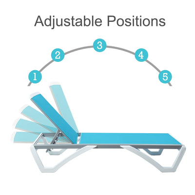 Chaise longue inclinable et réglable Kozyard Alan, pieds entièrement plats en aluminium et résine polypropylène