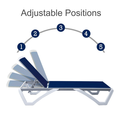 Chaise longue inclinable et réglable Kozyard Alan, pieds entièrement plats en aluminium et résine polypropylène