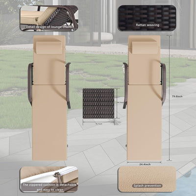 Ensemble de chaises longues d'extérieur 3 pièces Kullavik